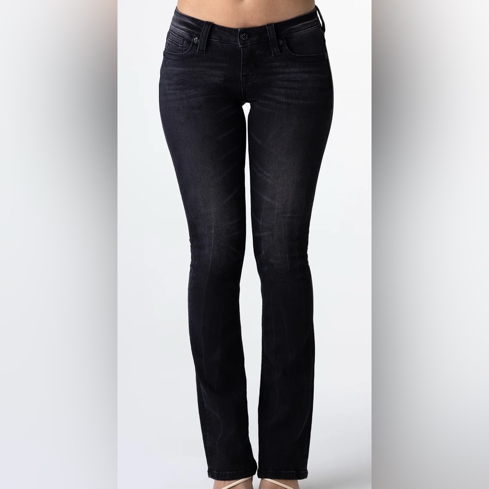 Miss Me Black Skinny Jeans with Silver Embroidered Pocket Cross NWT Size 25/32 - Picture 3 of 4